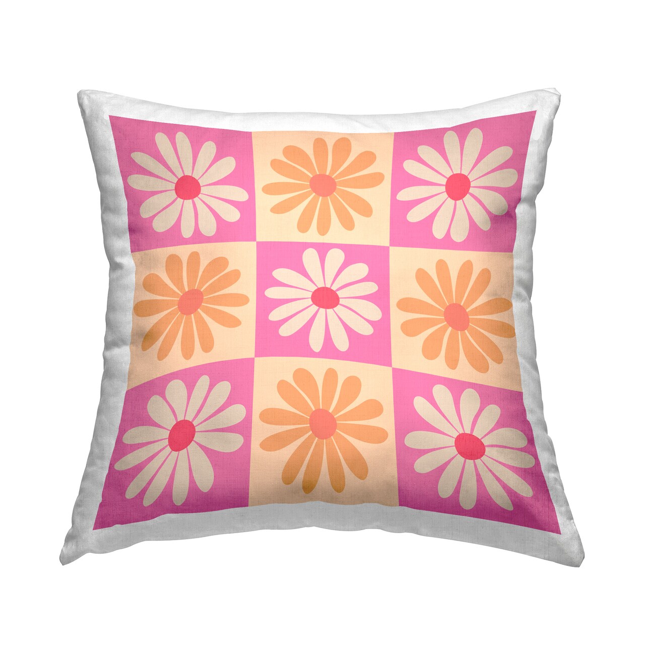 Alternating Daisy Pattern Design by Carrie Cantwell Throw Pillow